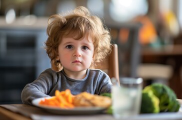 Toddler's mealtime contemplation
