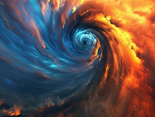 A tornado swirling with vibrant hues encapsulating the concept of chaos portrayed as a 3D render - obrazy, fototapety, plakaty