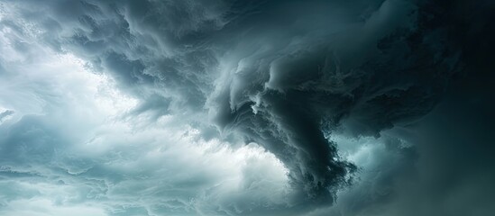 A funnel cloud forming in the sky above. with copy space image. Place for adding text or design