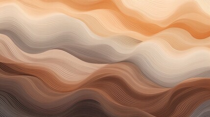 Digital illustration of abstract sand dunes mimicking desert landscape with flowing lines and warm colors. - obrazy, fototapety, plakaty