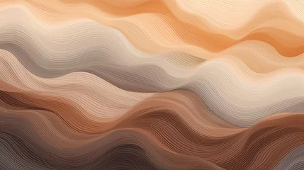 Foto auf Acrylglas Digital illustration of abstract sand dunes mimicking desert landscape with flowing lines and warm colors. © Victoriia