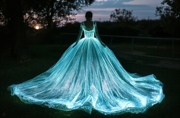 Luminous gown at dusk