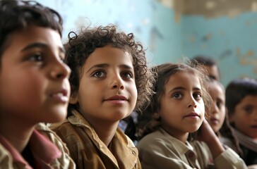 Attentive Egyptian schoolchildren