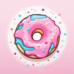 Flying Frosted sprinkled donuts. Stack of different donuts. Chocolate donut. Strawberry Donut. Pink Donut. Fire Donut.