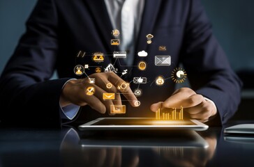 Businessman using interactive interface