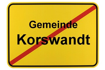 Illustration eines Ortsschildes der Gemeinde Korswandt in Mecklenburg-Vorpommern