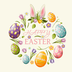 easter eggs with flowers