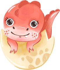 Cartoon cute baby dinosaur on a white background