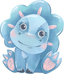 Cartoon cute baby dinosaur on a white background