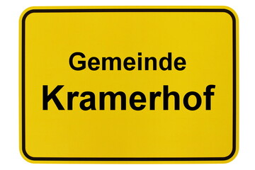 Illustration eines Ortsschildes der Gemeinde Kramerhof in Mecklenburg-Vorpommern