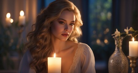 Explore the concept of inner radiance with an ultra-realistic depiction of a young woman exuding luminosity, highlighting the translucency of her skin, the sparkle in her eyes-Ai Generative