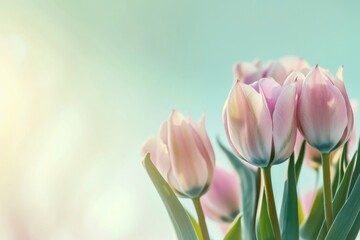 Pastel Tulips Basking in Soft Sunlight.