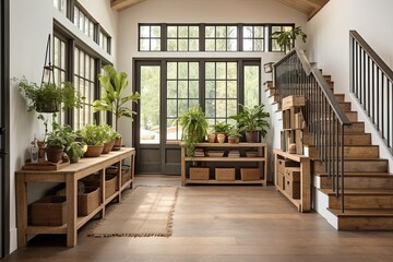 Indoor Plant Farmhouse Entry Ideas: Modern Farmhouse Entryway Designs