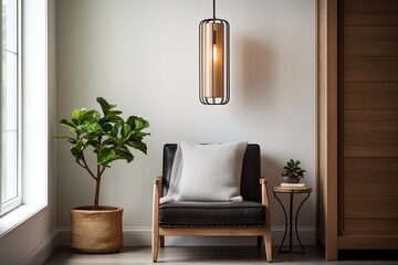 Leather Stool Lounge Light Pendant: Modern Farmhouse Entryway Designs