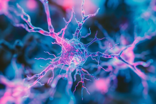 Nerve cells with antibodies, autoimmune disease concept