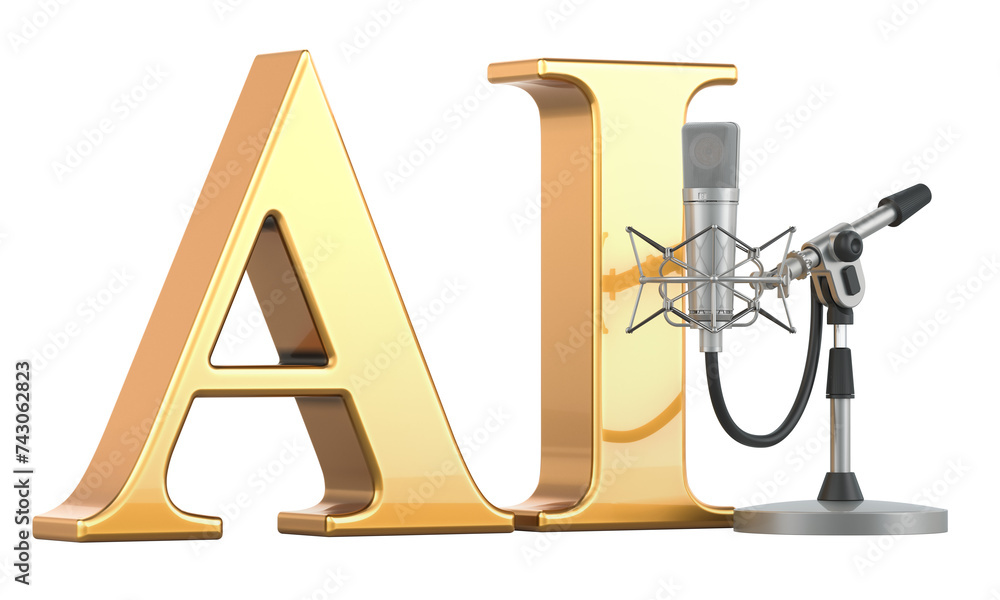 Poster ai voice generator, concept. 3d rendering isolated on transparent background