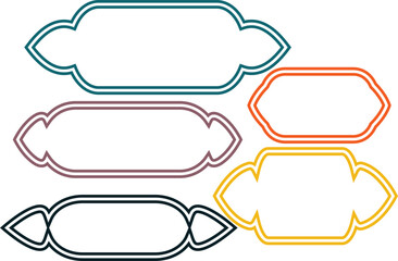 Collection oriental style Islamic windows arches boho design mosque dome Set Islamic shape frame retro color Flat style Arabic text box title frame border Ramadan kareem frames without background East