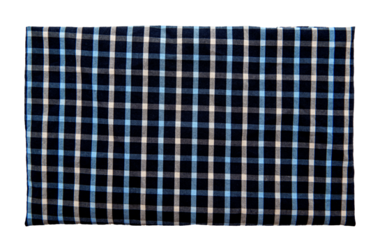 Piece of torn crumpled checkered fabric on a white background. Textile. Cellular tissue isolate