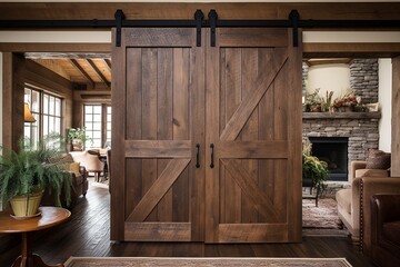 Rustic Barn Door Entryway: Farmhouse Style Wooden Interiors