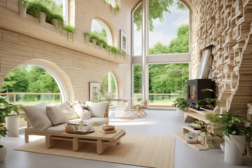 Fototapeta premium Earth-Friendly Insulation: Sustainable Eco-Friendly Home Designs Showcase Innovative Solutions