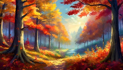Obraz na płótnie Canvas autumn forest landscape