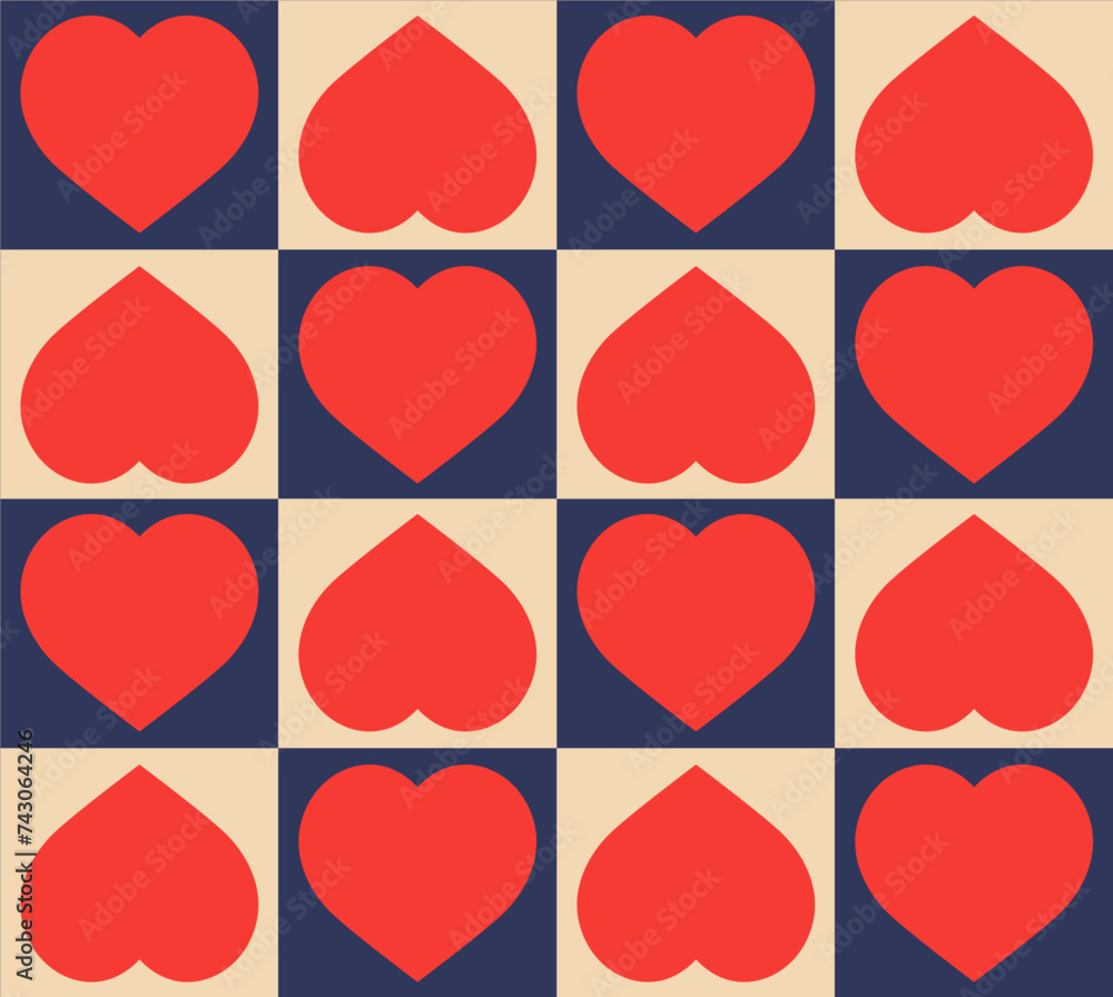 Poster seamless pattern with red hearts. love heart background. loving heart pattern. vector illustration f