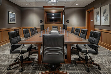 Board room table in a conference facility