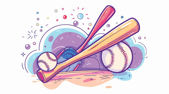 Baseball bat and ball icon over white background.