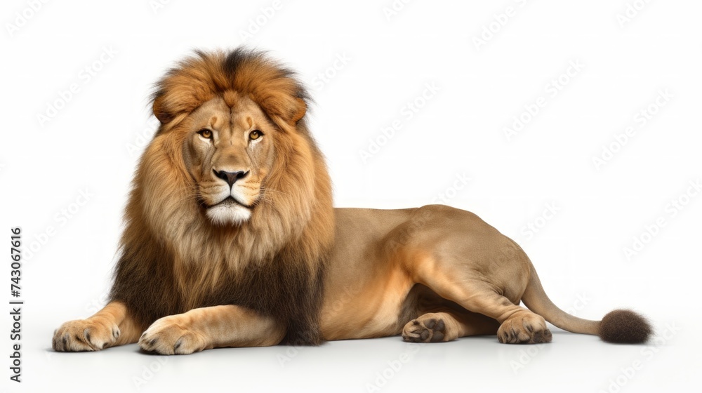 Poster generative ai majestic lion resting in its natural habitat.
