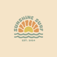 Vintage surf design template for surf club, surf shop, surf merch.