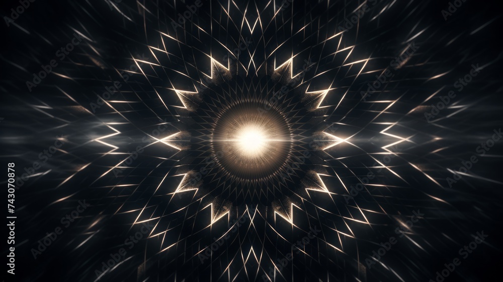 Poster Generative AI Monochromatic abstract patterns arranged in a symmetrical layout.