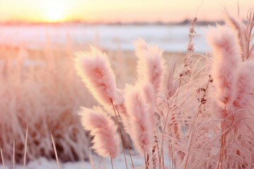 Fototapeta premium Fluffy nature in trendy color. Background with selective focus and copy space