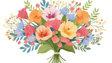 Tuinposter Beautiful romantic flower spring bouquet cartoon © iclute
