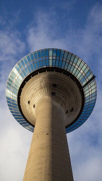 Dusseldorf Rheinturm TV tower. Rhine tower is a striking landmark