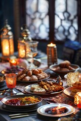 Naklejka premium Ramadan dinner. Arabic Middle Eastern traditional cuisine