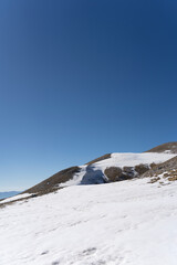 Albania mountains, The peak of Kendrevica in clear sky, hiking.