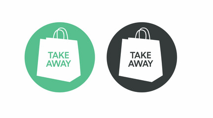 Take Away Bag Icon Set. Vector isolated set of different color take away 