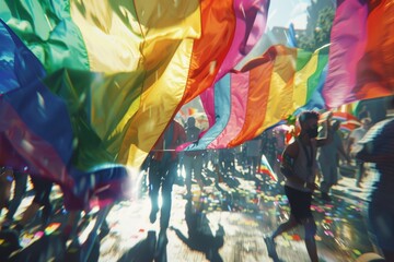 LGBTQ Pride capability. Rainbow emerald colorful yellow diversity Flag. Gradient motley colored civil rights LGBT rights parade festival mersef pride community equality - obrazy, fototapety, plakaty