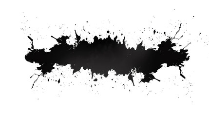 Black and white grunge ink splat isolated a transparent or white background
