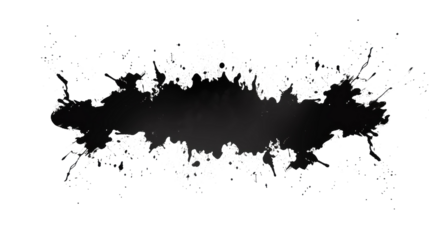 Black and white grunge ink splat isolated a transparent or white background