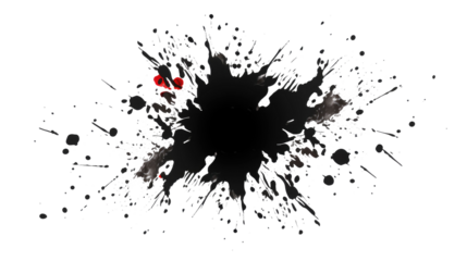 Black and white grunge ink splat isolated a transparent or white background
