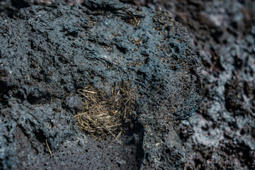 Pele's hair is a volcanic glass formation produced from cooled lava . Mauna Ulu Lookout. Chain of Craters Rd. Hawaiʻi Volcanoes National Park. Mauna Ulu lava flows (1969 - 1974). 