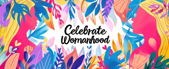 Vibrant Floral Celebrate Womanhood Illustration