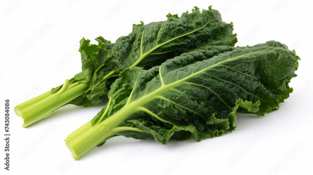 Aufkleber vibrant green kale leaves captured in a close-up realistic photo against a white background generati