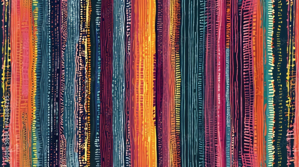 Poster generative ai tiny repeating plaid textile pattern, intricate lines, rich colors, seamless design, d