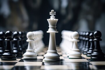 White pawns defend their king on the chessboard
