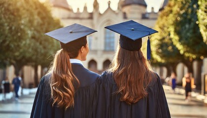 students graduates. rear view at university