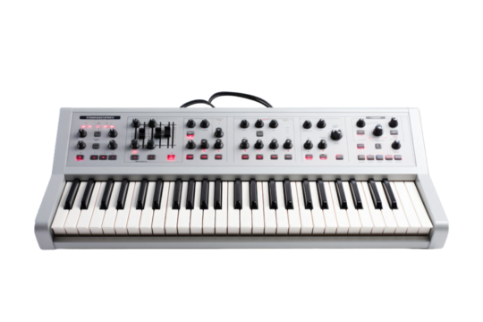 Modern White Analog Synthesizer Keyboard Isolated
