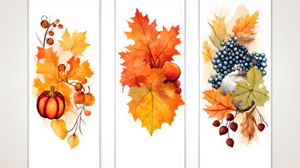 set of vertical autumn abstract banner