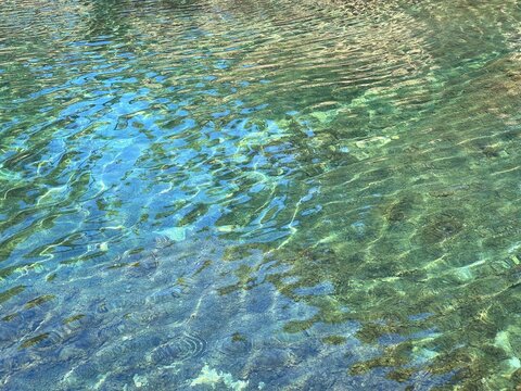 Clear water glittering ripples surface beautiful seascape.